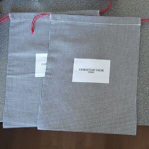 2 Christian Dior Checkered Black & White Pouches Dust Bags Multi Purpose